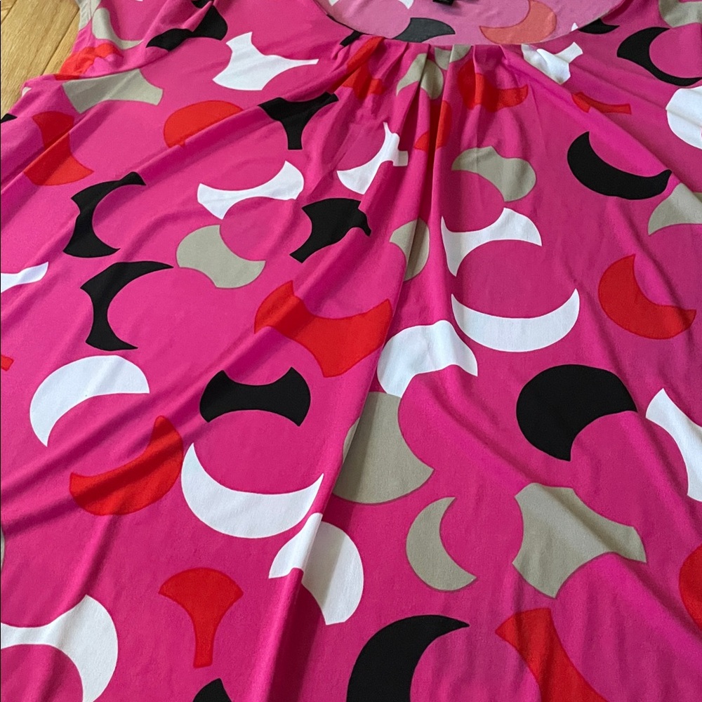 Worthington Top Womens 3X Pink Abstract Geometric Print Blouse Short Sleeve - Picture 3 of 9